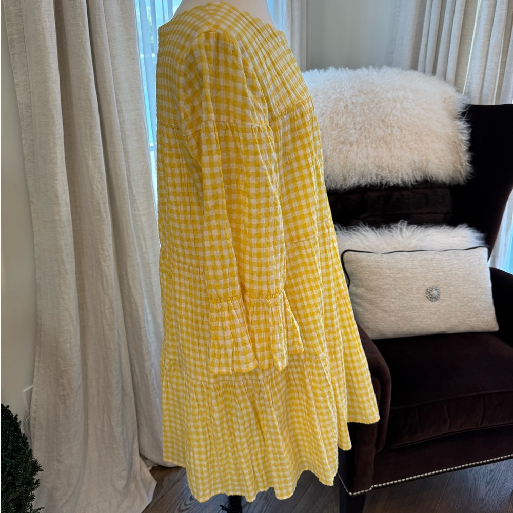 Maggy London Yellow & White Gingham Swing Dress - Size 18 - Picture 6 of 7